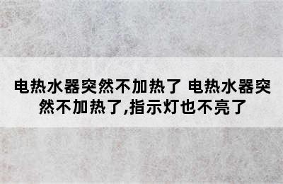 电热水器突然不加热了 电热水器突然不加热了,指示灯也不亮了